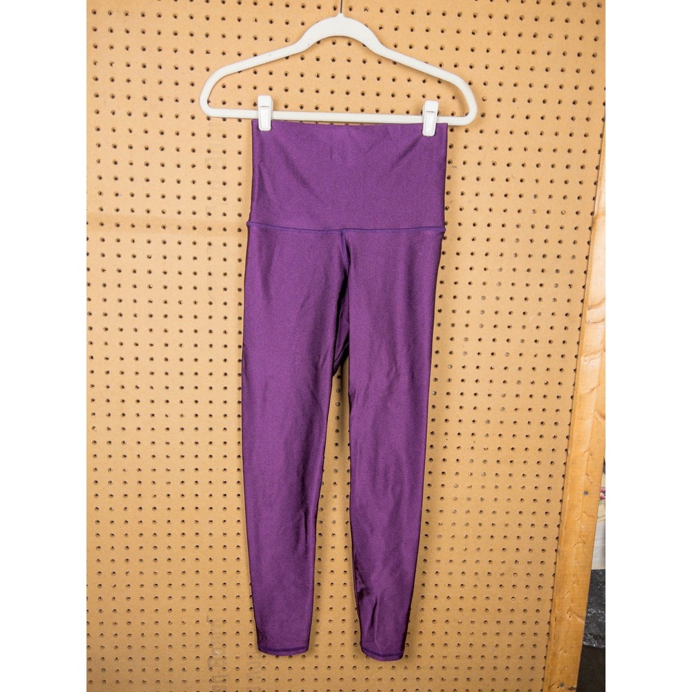 Emily Hsu Designs Purple Metallic High Waisted Athletic Yoga‎ Leggings Large